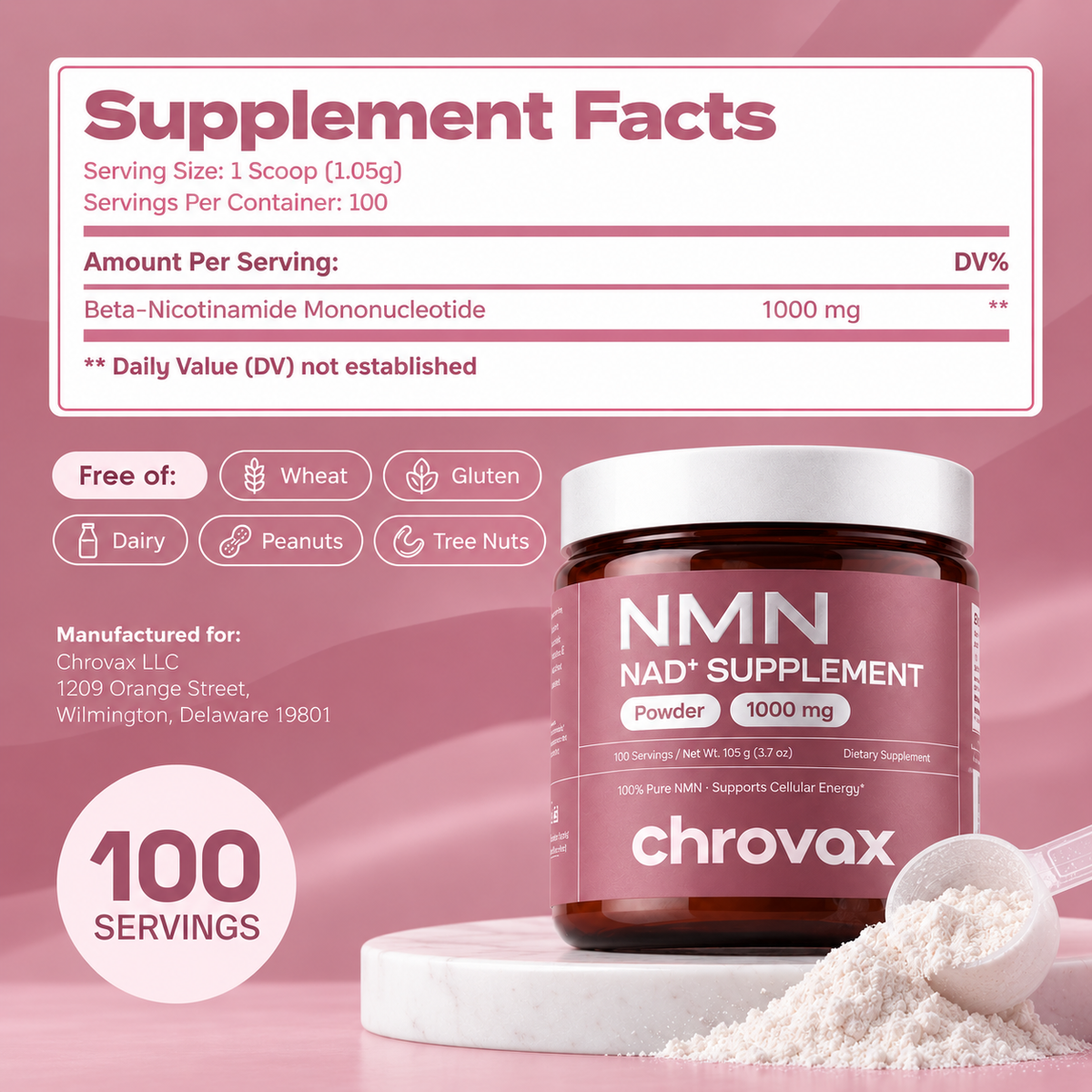 Chrovax Pure NMN Powder – 1000mg